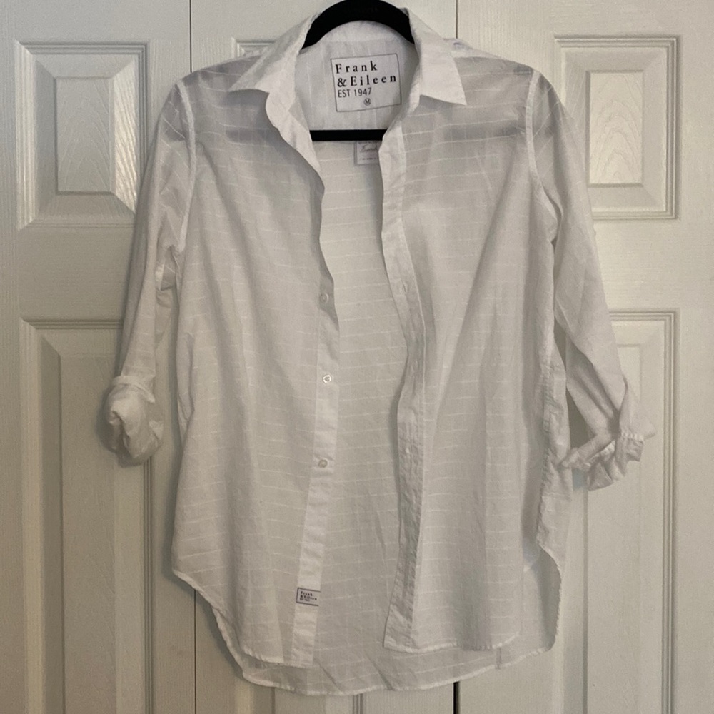 Frank Classic Poplin Textured White Button Down